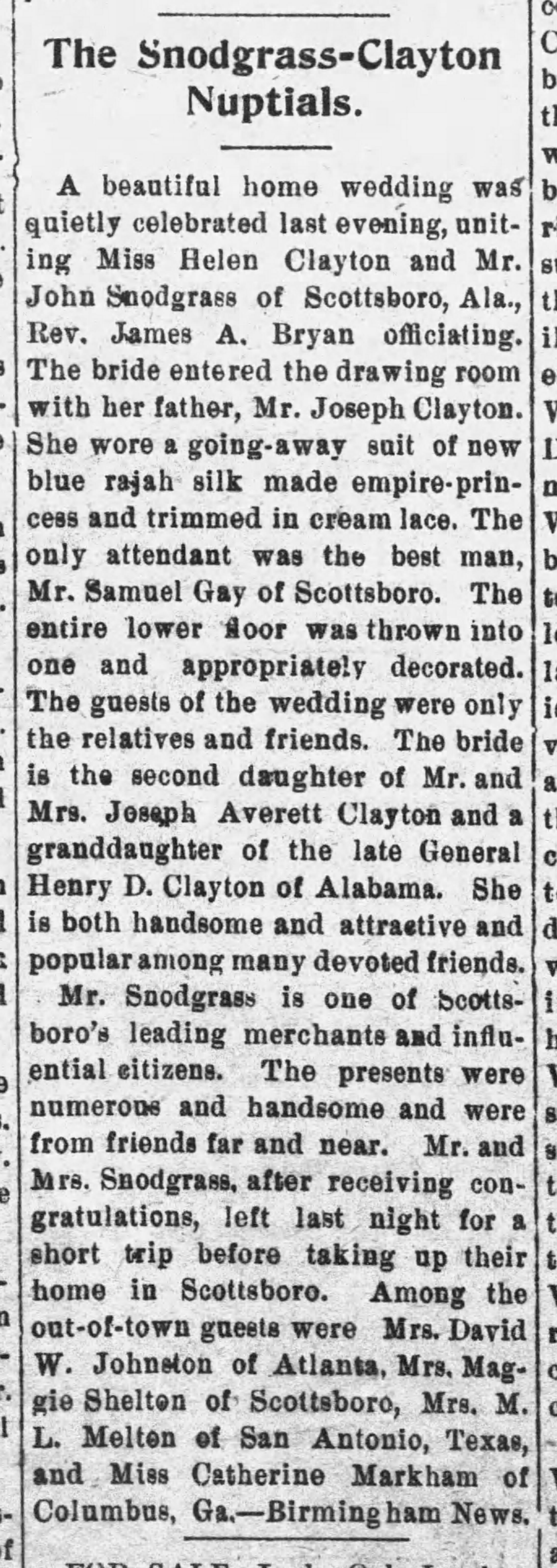 Snodgrass Clayton Nuptials